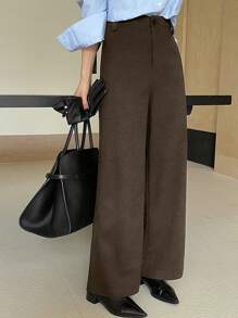 DAZY Pantalones rectos sueltos y casuales para mujer, unicolor, para primavera y verano