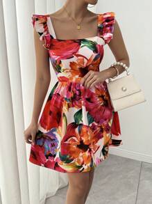 Breezaya Women's Tie Back Printed Simple Casual Short Dress, Random Print - Multicolor - View 4