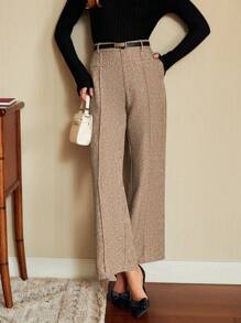 Vintamour Eleganckie spodnie damskie w stylu vintage z wysokim stanem i prostymi nogawkami w kolorze szarym, z kieszeniami, zimowe, damskie, na Święto Dziękczynienia, zimowe, świąteczne, damskie, świąteczne, świąteczne, sylwestrowe, świąteczne