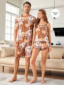 Cute Panda Print Matching Pajama Set For Couples - Multicolor - View 7