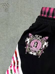 Pantalones deportivos casuales con cordón en la cintura, con letras y rayas, para rave, para hombres