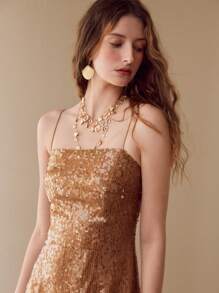MOTF SEQUIN SPLIT HEM CAMI DRESS