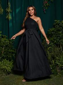 SHEIN Belle Black Asymmetrical High-Low Maxi Dress - Black - View 6