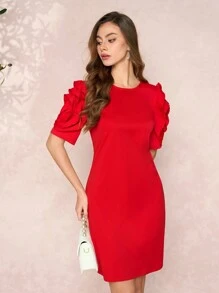 SHEIN Clasi Women's 3D Rose Romantic Valentine's Day Dress, Valentine's Outfit Festival