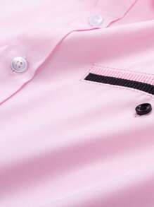 Calvornis Loose Fit Men's Button-Down Long Sleeve Shirt - Pink - View 5