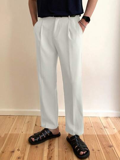 DAZY Men's Casual Versatile White Suit Pants For Spring Business Attire