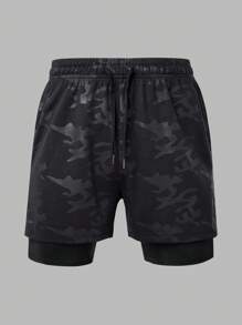 Gym Rark Pantalones cortos deportivos para hombre con cintura con cordón, parches de color contrastante, pantalones cortos de ciclista, pantalones cortos para correr, gimnasio - Negro - Ver 3