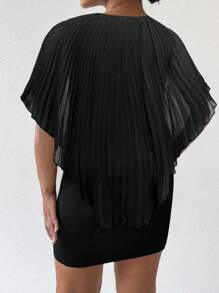 SHEIN Clasi Plus-Size Women's Knitted Pleated Holiday Summer Dress - Black - View 2