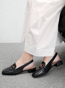 CUCCOO BIZCHIC Women's Square Toe Mary Jane Flat Heel Casual Loafers, Suitable For Commuting, Dating, Party, Holiday, Spring Outfit Spring Shoes Spring Break Easter - Black - View 1