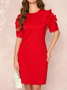 SHEIN Clasi Women's 3D Rose Romantic Valentine's Day Dress, Valentine's Outfit Festival