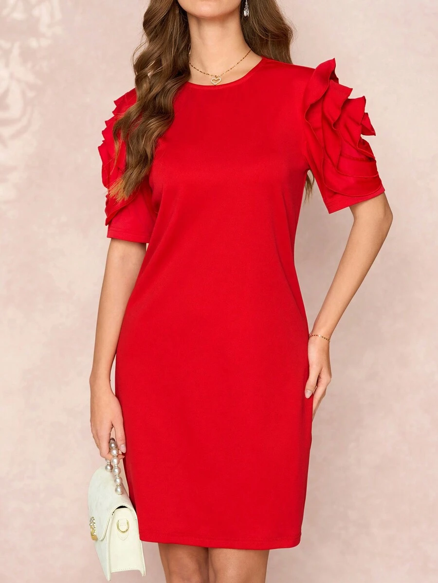 SHEIN Clasi Women's 3D Rose Romantic Valentine's Day Dress, Valentine's Outfit Festival