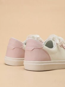 CUCCOO EASI Women's Round Toe Lace-Up Flat Casual Sneakers, Athletic Sports Shoes, Suitable For All Seasons Spring Summer Shoe Tainers