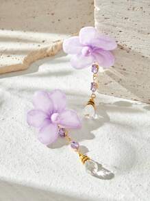 SHEIN BAE 优雅花卉亚克力吊坠耳环