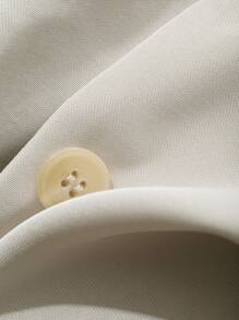 DAZY 2pcs Women Solid Color Button Front Short Sleeve Pocket Blouse & Shorts Set - White - View 3