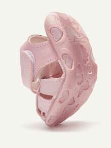 Cozy Pixies Sandalias rosas para niñas con decoración en forma de conejo y corazón, zapatos versátiles y lindos con luz