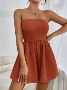 SHEIN Essnce Women's Solid Color Pocket Minimalist Casual Romper