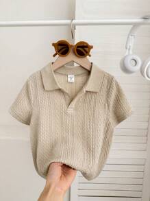 SHEIN 1 Pc Young Boys Casual School Style Comfortable & Fashionable Simple Practical Soft Fabric Short Sleeve Polo Shirt, Suitable For Spring/Summer, Back To School, Birthday