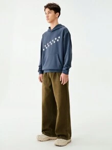 SHEIN Teens Oversized Pattern Print Hoodie Sweatshirt And Relaxed Washed Long Pants Set - Multicolor - View 7