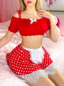 PetitDoll Cute Series 3pcs/Set Sexy Lace Patchwork Lingerie Set