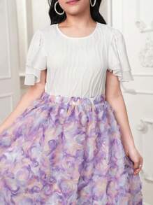 SHEIN 2 Pieces Set Solid Colored Top And Skirt, Casual And Fashionable Daily Wear For Teen Girls - Black - View 6