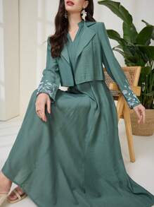Al Najma Women's Long Sleeve Jacket & Dress 2 Pieces Set, Minimalist Style