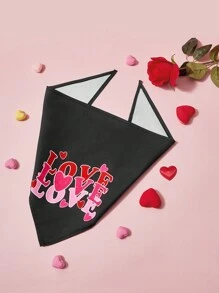 PETSIN 1 pezzo Bandana universale per cani e gatti, con stampa di lettere d'amore nere, per la Festa di San Valentino