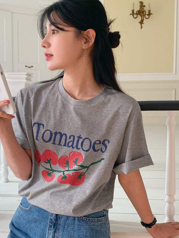 Women's Pattern Print Round Neck Short Sleeve Casual Loose T-Shirt Cute Tops Easter