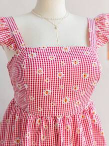 Soleia Vestido corto de manga corta con diseño de cuadros, estilo bohemio, para mujeres de talla grande, para verano