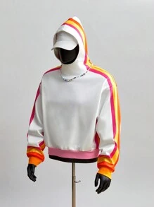 Manfinity VCAY Sudadera con capucha de manga larga y ajuste holgado casual para hombres, de punto, diaria y juvenil