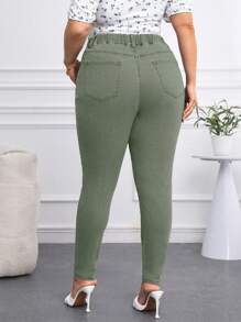 SHEIN Privé Plus Size Women's Elastic Waist Casual Skinny Jeans