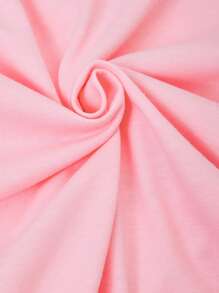 SHEIN Casuvi Kids 2pcs/Set Tween Girls' Bow Decor Short Sleeve Polo Collar T-Shirt Paired With White Pleated Mini Skirt, Summer New Arrival - Pink - View 9