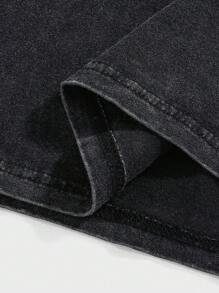 ROMWE MEN Street Life Men's Hip Hop Figure Print Washed Snow Flake Tank Top - Black - View 6