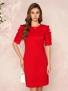 SHEIN Clasi Women's 3D Rose Romantic Valentine's Day Dress, Valentine's Outfit Festival