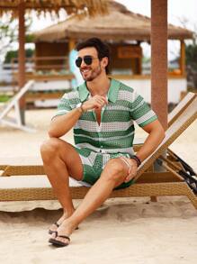 Manfinity RSRT 2 peças Conjunto de Suéter e Shorts Tricotados Masculinos, Moda Minimalista Casual para Uso Diário, Roupas de Balada