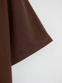 INAWLY Camiseta corta sólida - Café integral - Ver 4