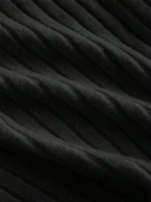 SHEIN MOD 黑色露肩甜美喇叭袖针织荷叶边下摆连衣裙、派对女士连衣裙、优雅女士连衣裙、节日连衣裙、露肩连衣裙、新年连衣裙、拍照连衣裙、冬装 - 黑色 - 查看 4