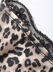 DAZY Women's Leopard Print Lace Patchwork Tank Top Cheetah Print