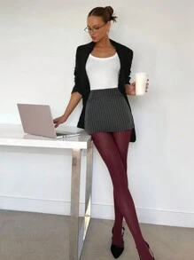 SHEIN Essnce 女士灰色系列办公室通勤迷你紧身裙，春夏季 - 灰色 - 查看 1