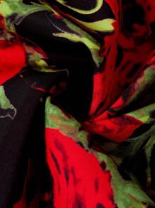 Ellevyn Abito da donna romantico con stampa di rose, collo a V, vita stretta e lavorazione a maglia a trecce - Multicolore - Visualizzare 5