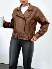 EURMUSE 女士纯色简约时尚休闲夹克，日常穿着