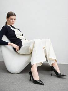 CUCCOO BIZCHIC Women's Black Minimalist High Heel Slip-On Casual Everyday Shoes Spring Shoes Spring Break Easter For Christmas Valentine's Day - Black - View 5