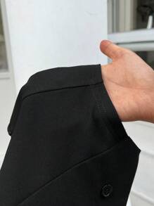 Comfortcana Women's Solid Color Front Button Sleeveless Simple Casual Thin Blazer - Black - View 8