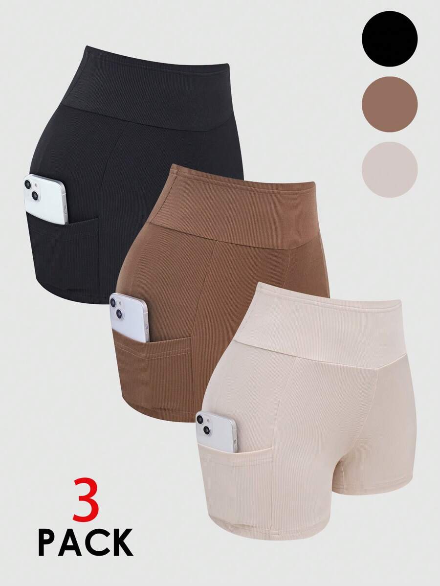 Calvaya Women's Casual 3Color Shorts & Leggings Set, Spring/Summer SHEIN