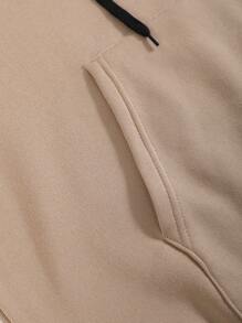 Manfinity Homme 男士纯色长袖连帽运动衫，带口袋，休闲日常穿着