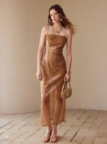 MOTF SEQUIN SPLIT HEM CAMI DRESS