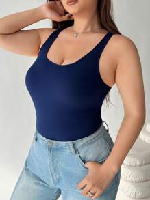 SHEIN EZwear 3 packs de tops longs grande taille, couleurs blanc + noir + bleu, printemps/été - Multicolore - Voir 7