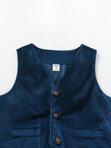 Conjunto de 2 piezas para niño pequeño - Chaleco con cuello en V y pantalones formales, elegante para fiesta de cumpleaños, ocasión formal, boda, bautizo, vuelta al cole, temporada deportiva, Halloween, Navidad, primavera/verano