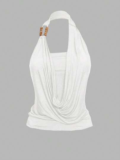 Grunge Punk Top sin espalda de tirantes con cuentas de subcultura retro para mujer