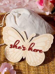 SHEIN Butterfly-Shaped Baby Milestone Wood Discs, Newborn Photo Props For Girls - Multicolor - View 6