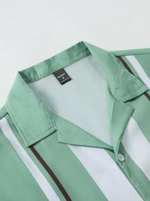 Manfinity Homme 2pcs/Set Men's Simple Casual Short Sleeve Top And Shorts - Green - View 8